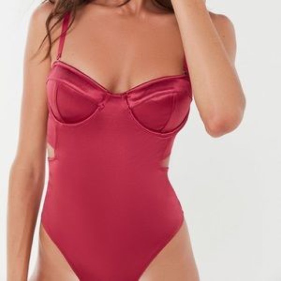 Urban Outfitters Red Satin Bustier Bodysuit - Picture 2 of 5
